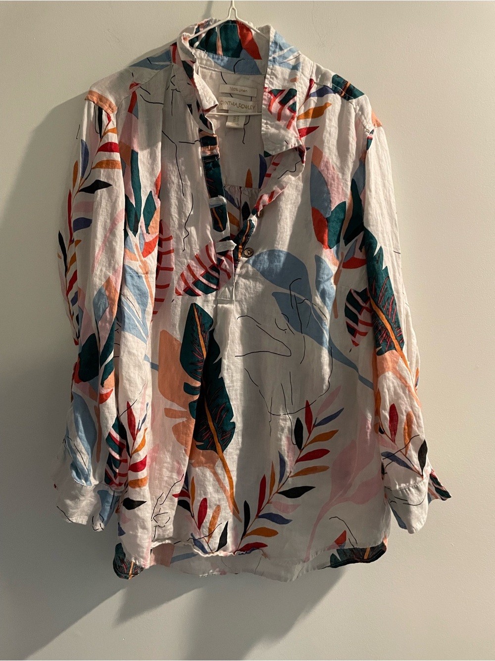 Cynthia Rowley 1X floral linen shirt